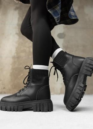 Женские зимние ботинки black зимние натуральные кожа