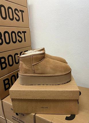 Ugg ultra mini platform chestnut premium женские угги угги угги ультра мини на овчине зимние теплые