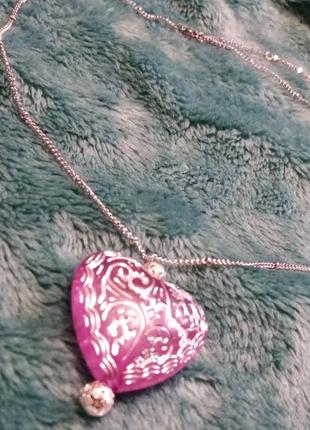 Цепочка короткая с подвеской сердце 38+7см удлинитель, подвеска 4 см.