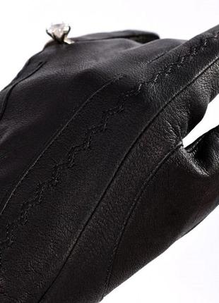 Перчатки женские черные кожаные натуральные