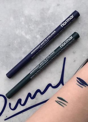 Flormar midnight matte eyeliner 03 dark blue 04 green підводка фломастер маркер для очей стрілок кольорова синя зелена