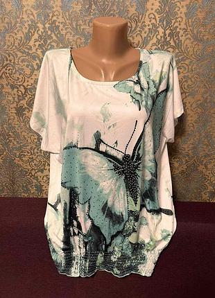 Красивая блуза бабочка большой размер батал 50 /52 блузка футболка