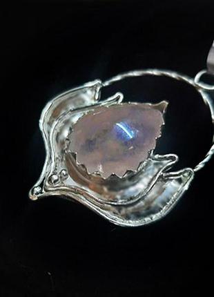 Серебряный кулон с розовым кварцем