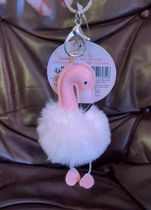 Стильний милий брелок на сумку портфель ключі рожевий фламінго