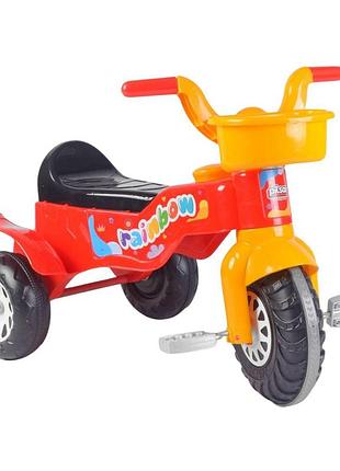 07-116 велосипед трехколесный, пластиковые колеса с прорезиненной накладкой, пищалка, корзина, в пак