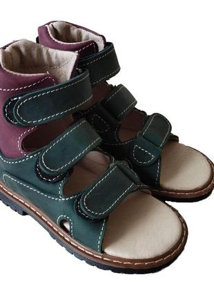 Ортопедические сандалии с супинатором foot care fc-113 размер 25 зелено-бордовые