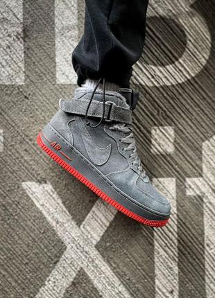 Зимові кросівки (sale)nike air force 1 high fur "grey/red 42, кросівки 43, кросівки