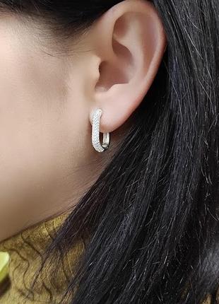Серебряные серьги с камнями, 925 проба