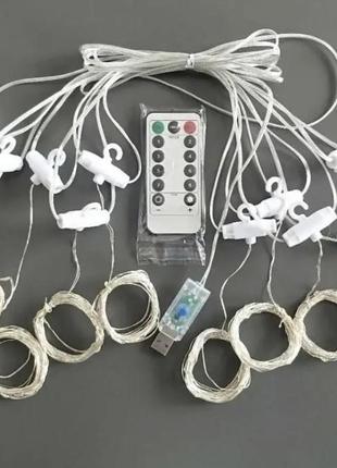 Гирлянда штора 3х3 м на окно, гирлянда роса на usb6 фото