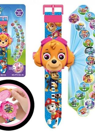 Детские наручные часы с 3d проектором щенячий патруль (paw patrol)/ скай