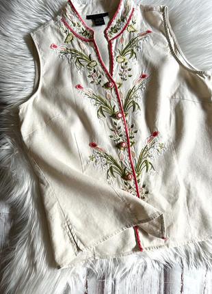 Льняная блуза с вышивкой2 фото