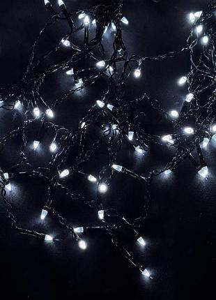 Світлодіодна гірлянда-завіса чорний дріт 240 led euro led конус 5 м 8 режимів білий