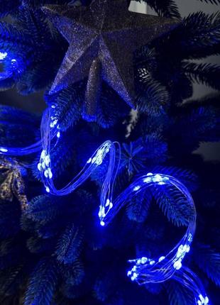Світлодіодна гірлянда-нитка мідний дріт кінський хвіст 200 led magic lights крапля 2 м синій