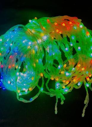Світлодіодна гірлянда-завіса прозорий дріт 400 led euro led кулька маленька матова 3 х 2 м 8 режимів мульти
