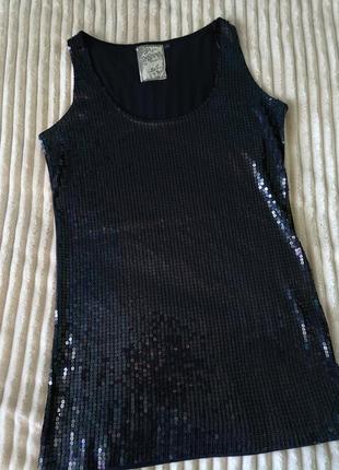 Майка туника женская с пайетками м размер удлиненная женская майка