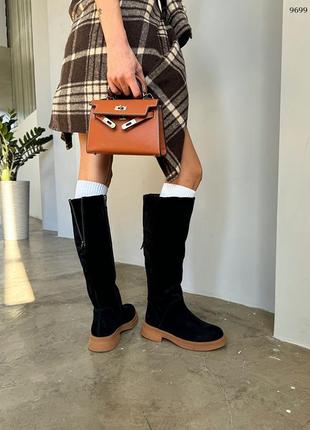 Код 9699 демі🍂. зима❄️. чоботи сапожки натуральний замш чорні