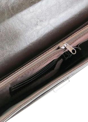Чоловічий діловий портфель 41х31х16 см jpb коричневий (2000001599044)7 фото