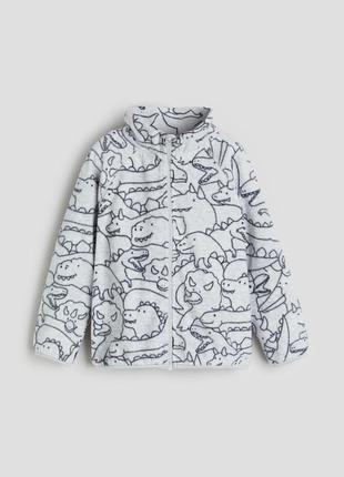 2-4/4-6/6-8/8-10 лет h&m новая фирменная кофточка кофта толстовка флисовая флиска динозавры
