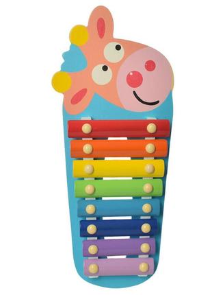Дитяча іграшка ксилофон дерев'яний (коровка) 35х15,5х4 см vi vi wood toy різнобарвний (2000002225775)