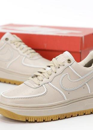 Зимние женские кроссовки nike air force 1 luxe gore-tex beige (термо) 36-37-38-39-40