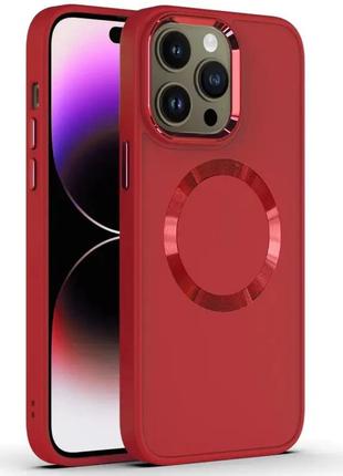 Tpu чохол bonbon metal style with magsafe для apple iphone  14 pro (6.1") червоний | red