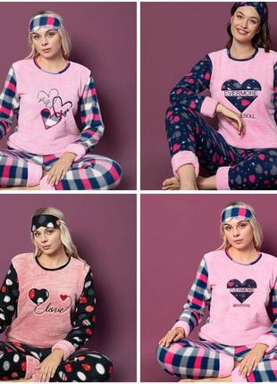 Жіноча тепла піжама фліс + махра