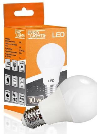 Лампа світлодіодна evro lights 10вт 4200к a-10-4200-27 е27