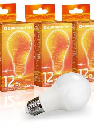 Набор лампа светодиодная євросвітло 12вт 4200к a-12-4200-27 е27 3шт