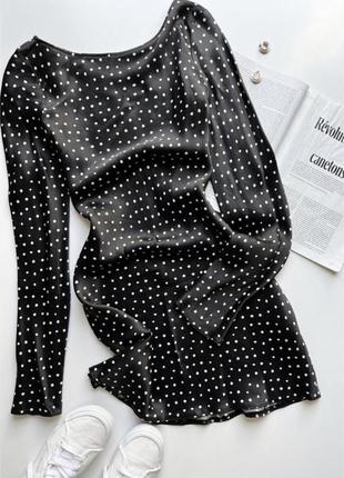Стильное сатиновое платье в горошек, оригинал zara 38/м