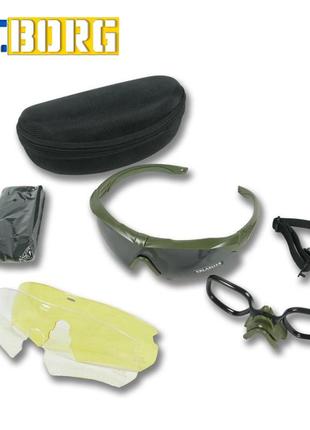 Тактичні окуляри polarized uv400 c5 з 3 лінзами та хакі оправа
