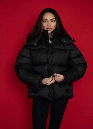 ❗️6 кольорів ❗️стильний якісний теплий пуховик з капюшоном на блискавці екопух до -25 градусів3 фото