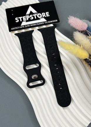 Ремешок для apple watch 44 45 46 49 ultra mm series 5 6 7 8 9 10 se 2 с леопардовым принтом силиконовый