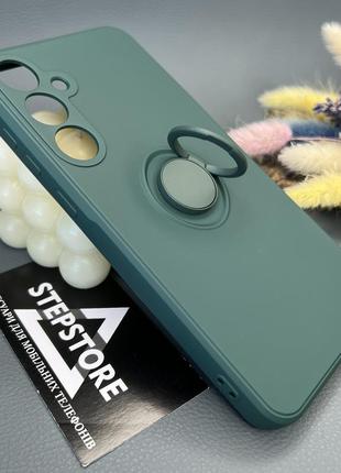 Чехол для samsung a35 с кольцом-держателем микрофиброй защитой камеры силиконовый противоударный магнитный