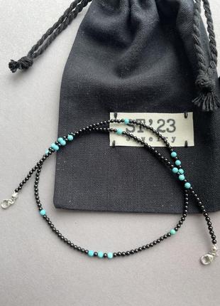 Чокер намисто натуральна бірюза, шпінель, срібло 925