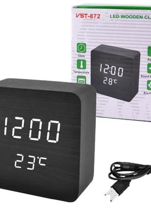 Электронные часы с термометром и функцией активация по звуку vst-872-6, настольные часы с подсветкой