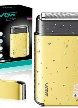 Электробритва vgr v-359 gold шейвер для влажного и сухого бритья, машинка мужская для бритья