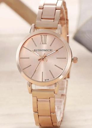 Жіночий кварцовий годинник economicxi на металевому ремінці, рожеве золото