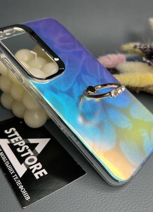 Чохол для samsung s24 з малюнком переливається кільцем-підставкою силіконовий протиударний