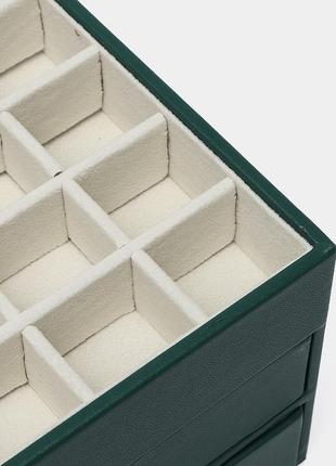 Шкатулка casegrace sp-01223 для украшений и ювелирных изделий трехуровневая 26,5*18*13,5 см green4 фото