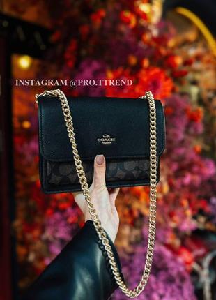 Сумка coach, кожаная черная сумка coach klare