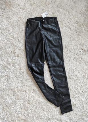 Фирменные кожаные утепленные лосины h&m р.s/m