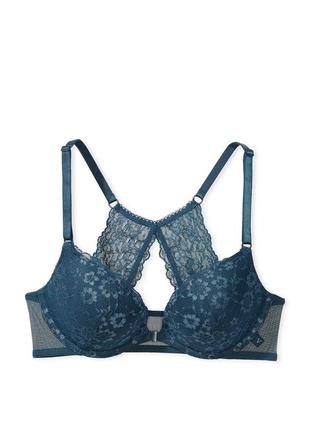 Бюстгальтер victoria's secret пуш-ап з красивою спинкою sexy tee posey lace push-up bra midnight sea