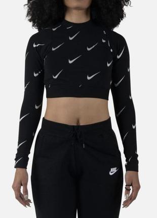 Кроп топ с длинным рукавом nike metallic aop