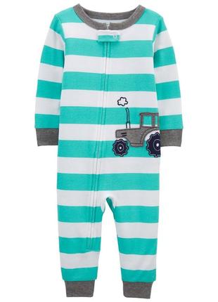 Carters комплект хлопковый человечек пижама поддева слип без стоп трактор