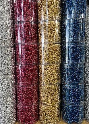 Намисто пластикове, новорічна прикраса 10 м, d 0,6 см