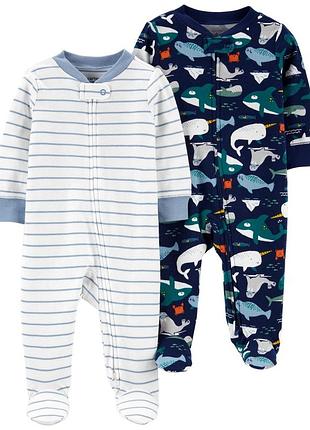 Carters комплект хлопковый человечек пижама поддева слип кит