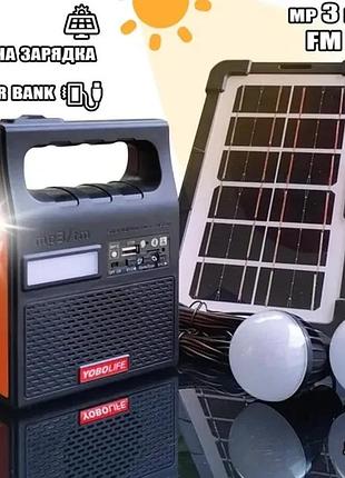 Портативный мощный фонарь+2 лампы ( солнечная станция )  светодиодный светильник 3601-lm-6v