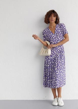 Плаття літнє з квітковим принтом esperi — фіолетовий колір, s (є розміри)