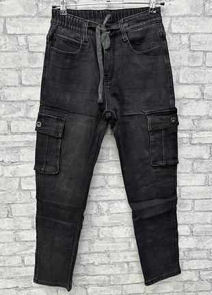 Чоловічі утеплені джинси з кишенями