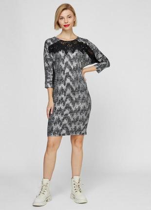 Сукня сіра з мереживом і люрексом xl fitucci